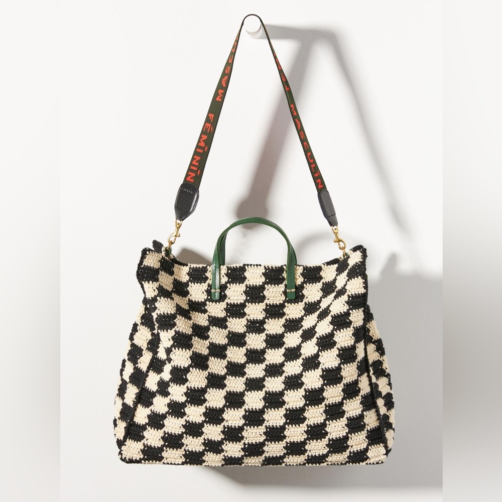 Clare V Simple Summer Tote in Black White Crocheted SOLD OUT